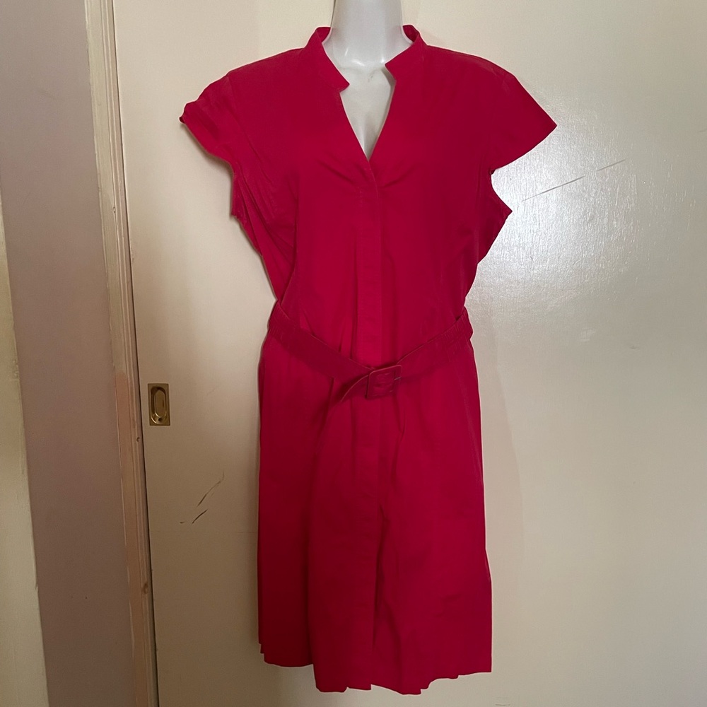 Tahari Red Button Down Dress
